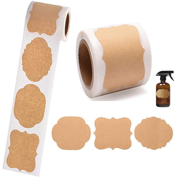 300PCS Canning Labels Name Tags Stickers, Kraft Paper Gift Tags Blank Self-Adhesive Handmade Jar Labels Sticker Write on for Storage Bins,Mason Jars,Food Containers,Canning Jars Christmas Gifts