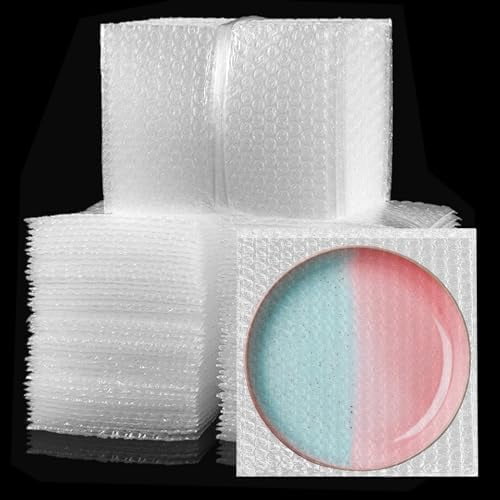 300PCS Clear Bubble Out Bag 6" x 6", Small Bubble Pouches Wrap Bags, Double Wall Shockproof Bubble Pouches Packaging Bags Cushioning Protective Bag for Moving, Shipping, Packing and Storage