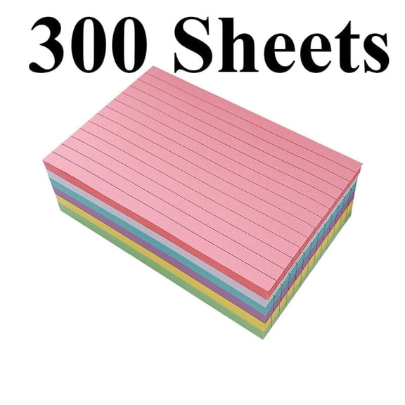 300PCS Colored Index Cards 4x6, Ruled Notecards, 6 Color Flashcards for Studying, Recipes, Memo Cards, Office Supply, DIY, Presentation