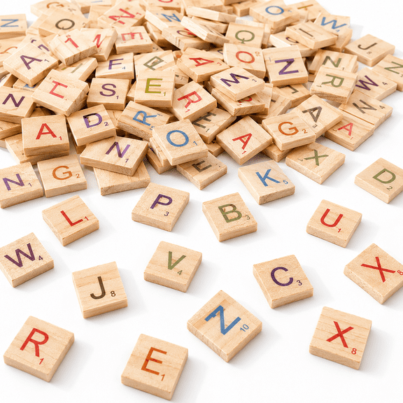 300PCS Colorful Wood Letter Tiles - Mixed Uppercase Alphabet for DIY Crafts, Word Games, and Educational Activities