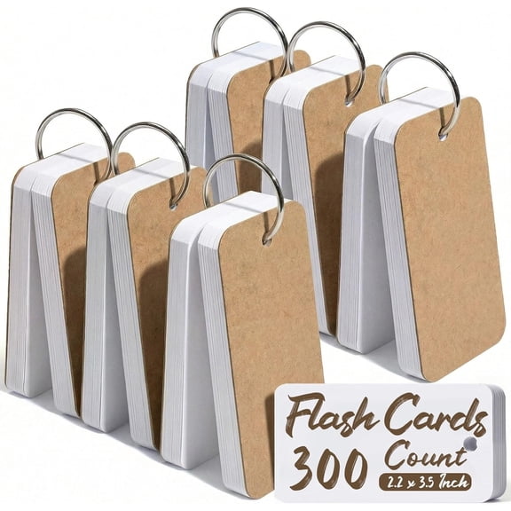 300PCS Index Cards with Rings, 2.2 x 3.5 Inch, Small Flash Cards for Studying, Portable Blank Study Notecard for School Office Home Organization, Durable Study To Do List Note Taking Supplies