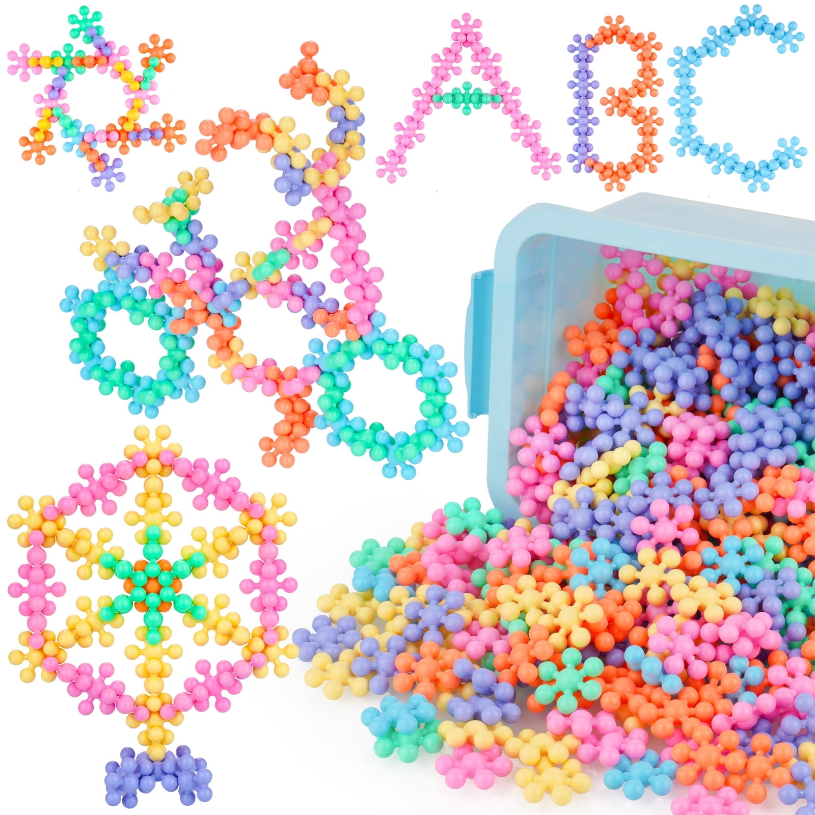 300PCS Interlocking Snowflake Building Block Toy for Kids Ages 3 ...