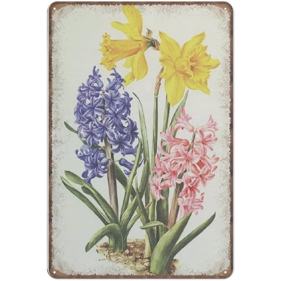 300PCS Jigsaw Puzzles Daffodils And Hyacinths Botanicals from 1964, Vintage Spring Decor Botanical Art, Funny 15X10inch