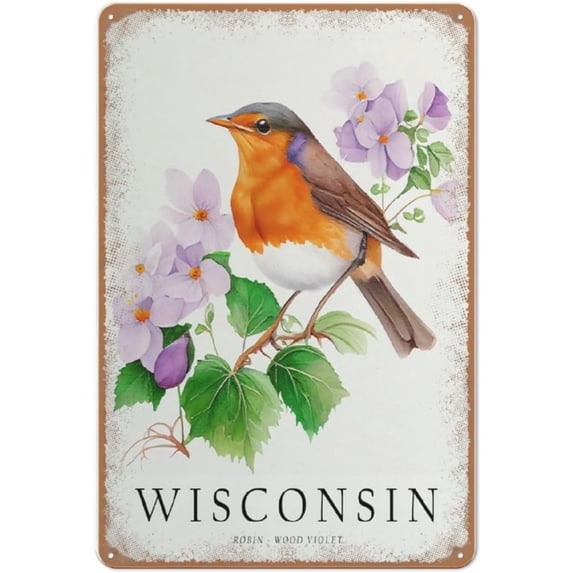 300PCS Jigsaw Puzzles Wisconsin State Bird Art Print, Wisconsin State Flower, Wisconsin Art, Gifts for Mom,Dad and Friends 10X15 inch