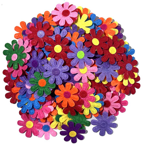 300PCS Non Woven Felt Fabric Flower Wall Stickers for School Classroom Handmade DIY Material Decor Craft