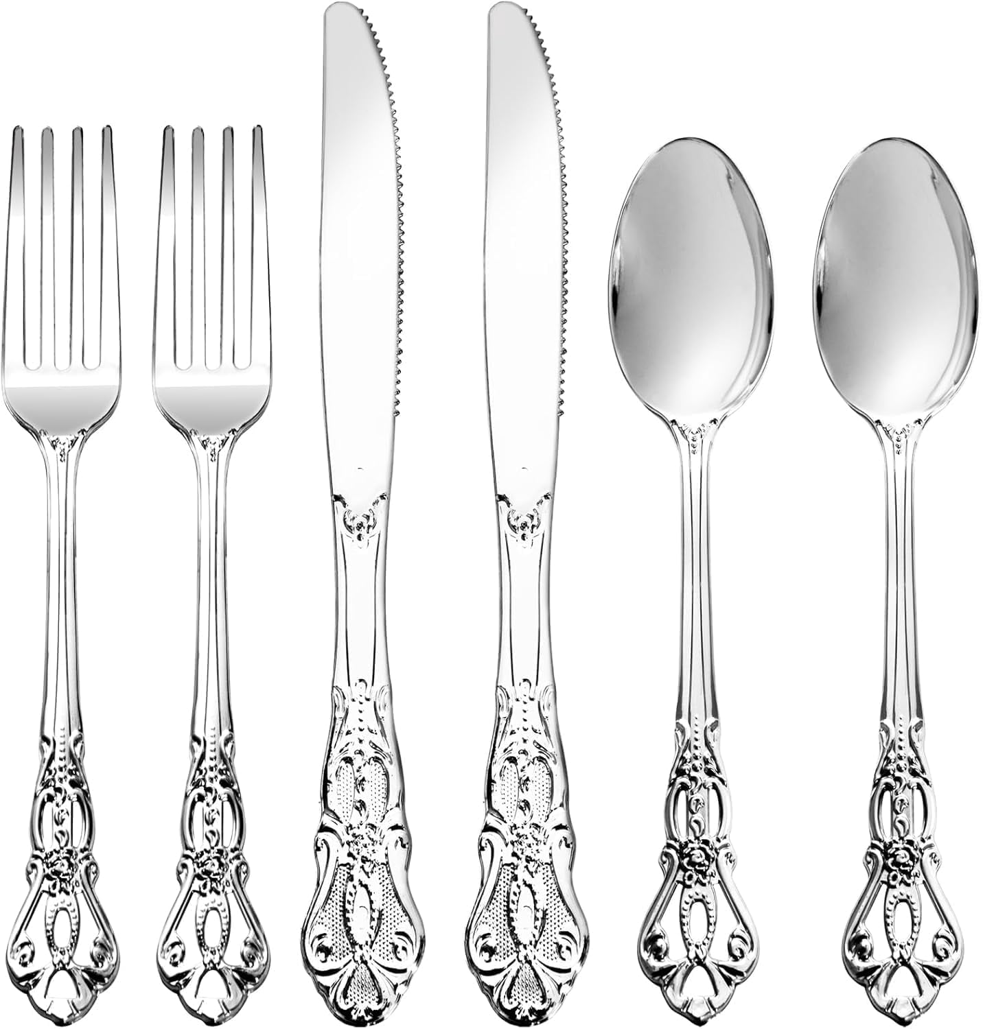 Silverware Simple Draw 300PCS Silver Plastic Silverware Bulk for Parties & Weddings - Walmart.com