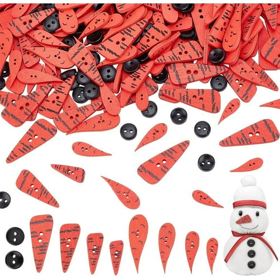 300PCS Wood Carrot Buttons 2 Holes Carrot Nose Buttons Flat Round Buttons Sewing Carrot Nose Buttons for DIY Quilting Hat Clothes Art Craft Projects Winter Christmas Craft Decoration diy