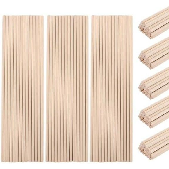 300PCS Wooden Dowel Rods, 1/4 Inch x 12 Inch Unfinished Hardwood Rod Wood Sticks for Crafts and DIYers