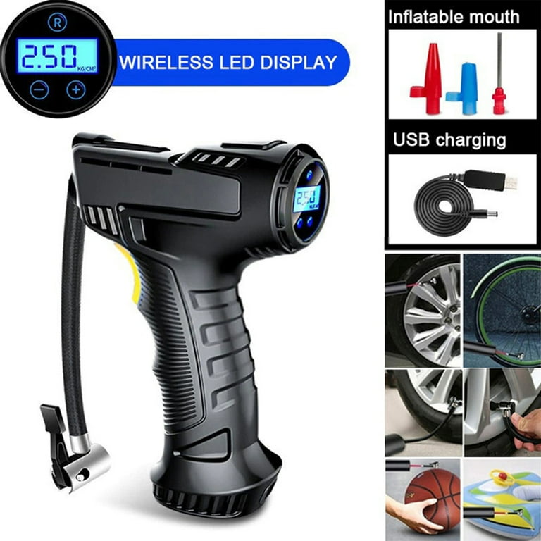 Tyre Inflator Cordless Digital Air Compressor Pump, 12V 150PSI Rechargeable Air Pump for Car Bicycle Tires Balls Swimming Rings Toys, with LED Light and LCD Display Tyre Inflator Cordless Digital Air Compressor Pump, 12V 150PSI Rechargeable Air Pump for Car Bicycle Tires Balls Swimming Rings Toys, with LED Light and LCD Display