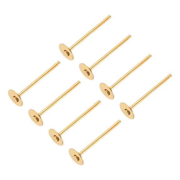 300Pack Earring Posts, 4mm/0.2inch Stainless Steel Earring Studs, Light Gold