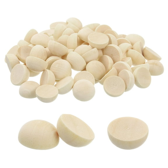 Uxcell 300Pcs Half Wood Balls 0.47" Natural Color Wooden Split Balls