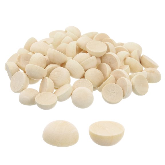 300Pack Half Wood Beads, 12mm Unfinished Hemisphere Balls Round Natural Wooden Beads