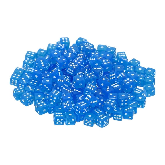 300Pack Mini Dice, 5mm/0.2" Acrylic Tiny Six Side Game Dot Square Dice Bulk for Table Board Game Party Activities, Clear Sky Blue/White