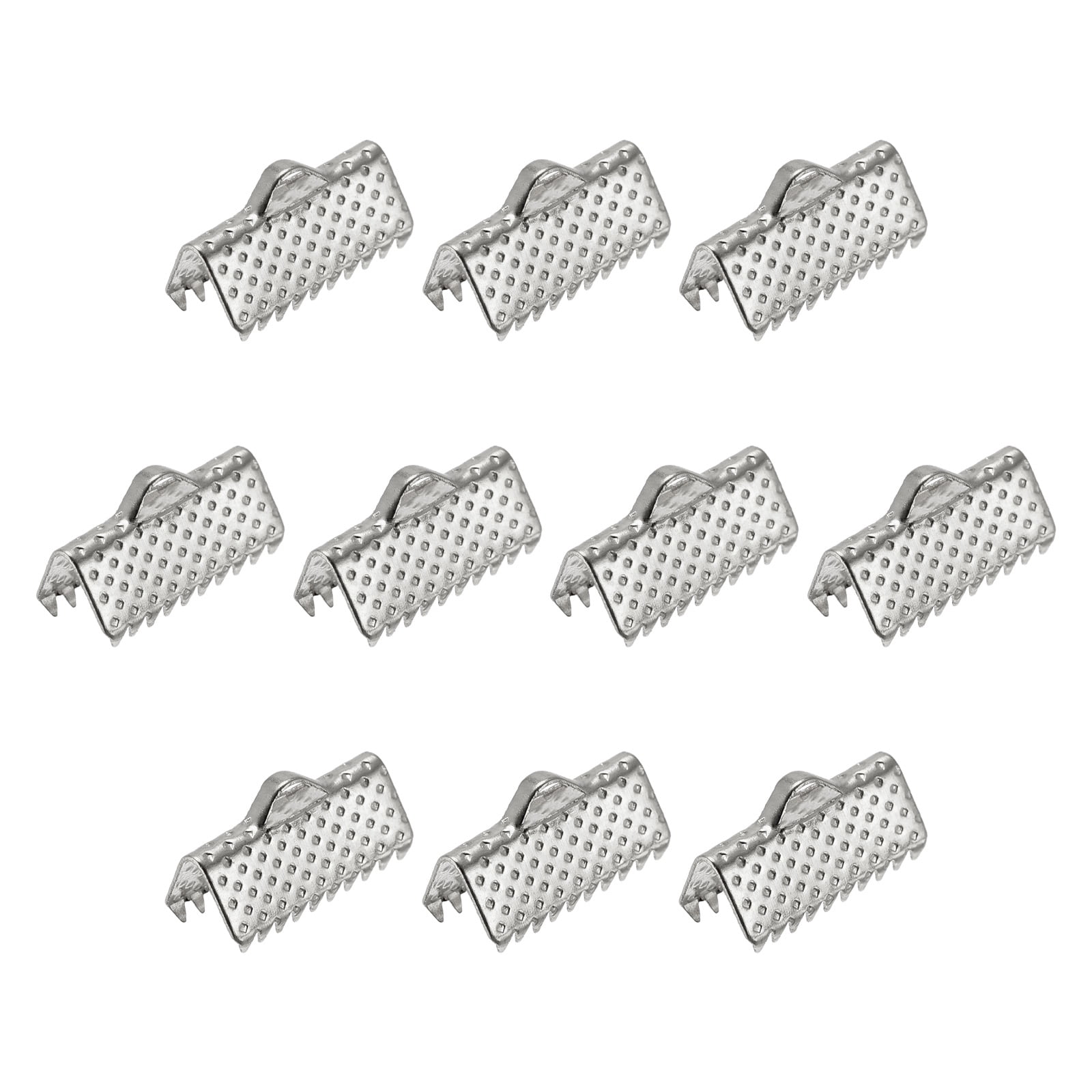 300Pack Ribbon Crimp Clamp Ends 13mm Cord End Clasp for DIY Craft Silver White