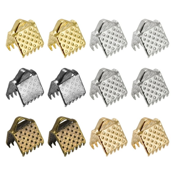 300Pack Ribbon Crimp Clamp Ends 6mm Cord End Clasp for DIY Craft 6 Colors