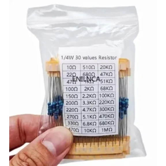 300Pc 30 Kinds 1/4W Resistance 1% Metal Film Resistor Pack Assorted Kit