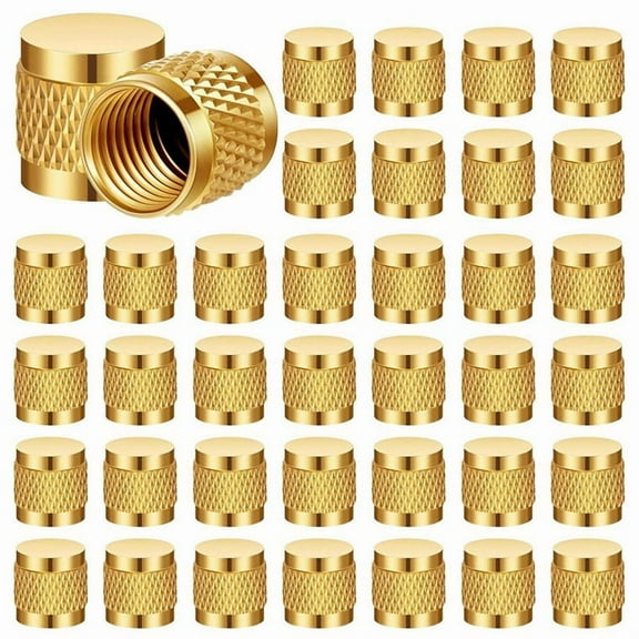 300Pcs 1/4 Flare Cap Round Brass Fittings Caps W/O Ring Cap HVAC Valve Caps for Home Industrial Manufacturing Component