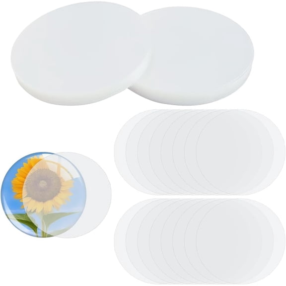 300Pcs 1.73 Inch/44mm Round Pin Cover Clear Badge Protective Film PET Plastic Transparent Flat Circle Mylars Button Cover Film