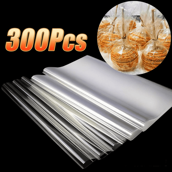 300 Pcs 10.6 x 10.6 Inch Clear Cellophane Sheets for Candy, DIY Arts Crafts