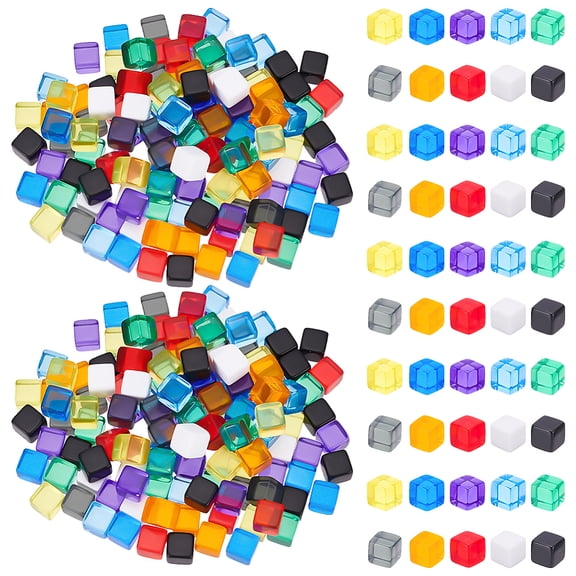300Pcs 10 Colors Blank Dice 0.3inch Acrylic Cube Six Sided Dice Assorted Color DIY Cubes for Making Creative Games Board Game Props