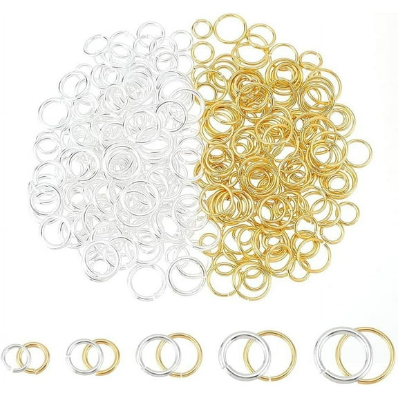 300Pcs 10 Styles 18K Real Gold Plated Brass Open Jump Rings Metal O Ring Golden Silver Connector Ring Split Rings for Earring Necklace Bracelet Jewelry DIY Making colorful DIY