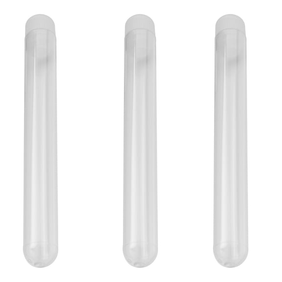 300Pcs 12X100mm Transparent Laboratory Clear Plastic Test Tubes Vials with Push Caps School Lab Supplies