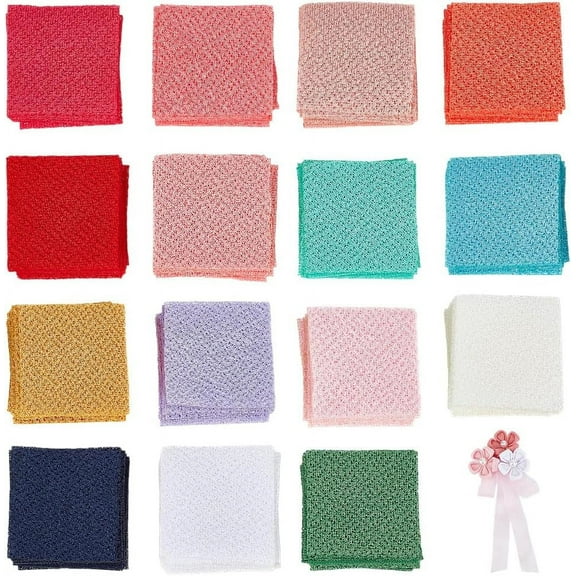 300Pcs 15 Colors Pure Color Square Printed Cotton Fabric Quilting 1.1x1.1 Inch Charm Cotton Fabric Square Fabric Bundle