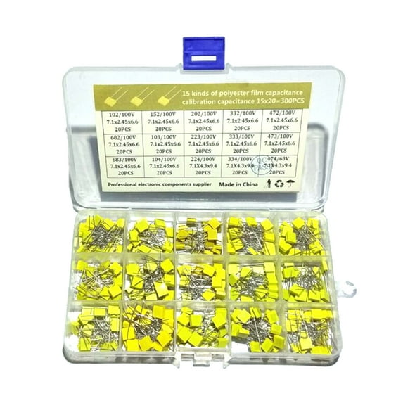 300Pcs 15 Value Electrolytic Metal Film Capacitors Assortment