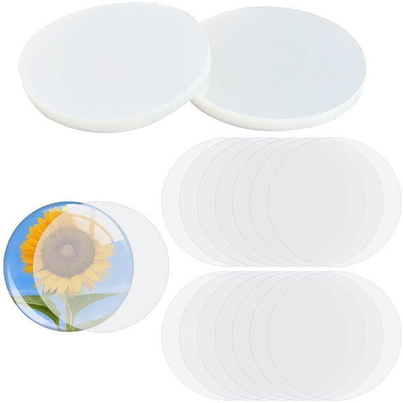 300Pcs 2.76 Inch/70mm Clear Badge Protective Film Clear Badge Film Flat Round Circle Mylars Transparent Clear PET Plastic Protective Button Covers