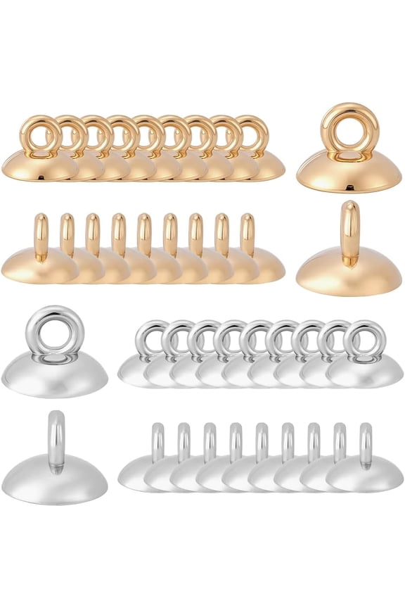 300Pcs 2 Colors Plastic Bead Cap Pendant Bails Round Bails Clasp Globe Glass Cover Pendants Bead End Caps Connector Findings