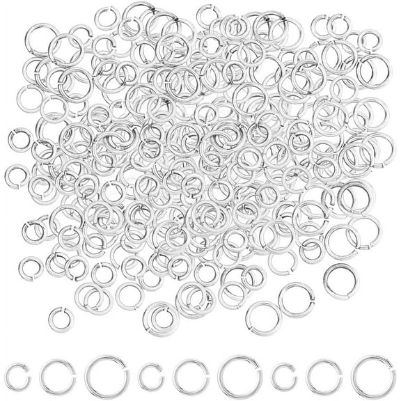 300Pcs 3 Sizes Jump Rings 3/4/5mm 925 Sterling Silver Plated Jump Rings Brass Jump Rings Bulk Small O Ring Connector Split Rings