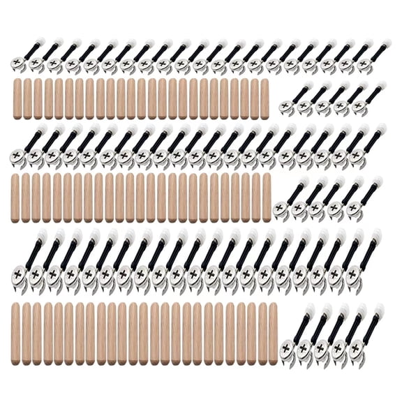 300Pcs 3-in-1 Furniture Connecting Hardware Cam Lock Fasteners Kit,Cam Fitting & Wood Dowel Pins & Pre-Inserted Nut Cam Locks for Furniture Crib Cabinet Drawer Wardrobe Splicing