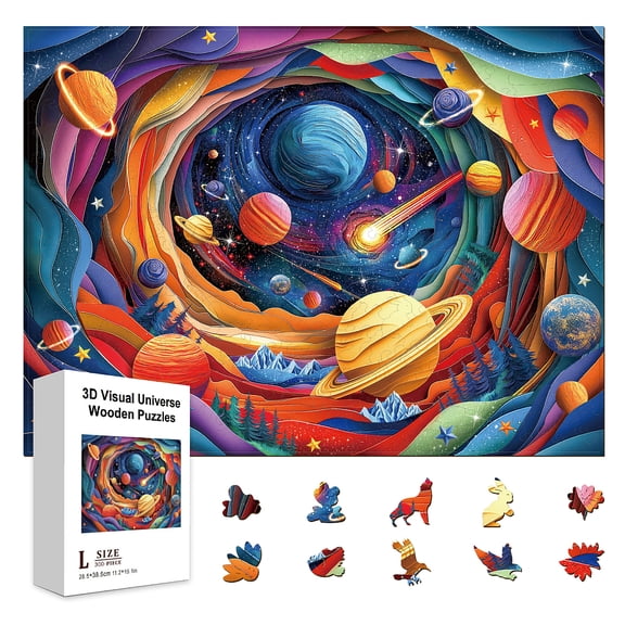 300Pcs 3D Visual Universe Wooden Jigsaw Puzzles