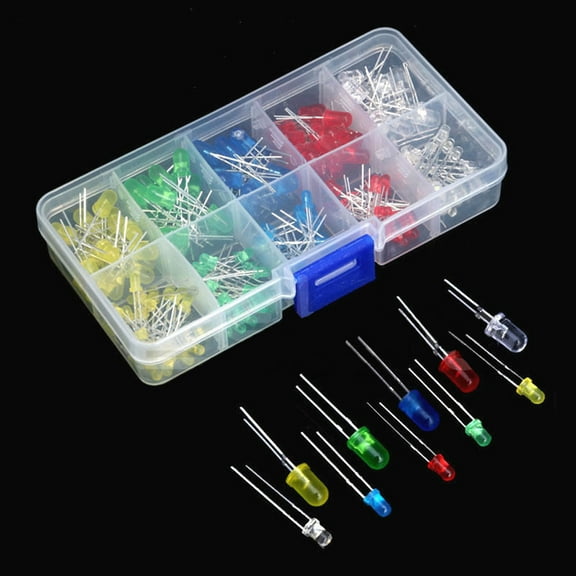 300Pcs 3mm 5mm LED Light White Yellow Red Blue Green Assortment Diodes Kit New
