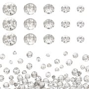 300Pcs 5 Sizes Round Glass Sew Silver Claw Rhinestones 4 Hole Clear Faceted Glass Rhinestone Settings Sew On Cystal White