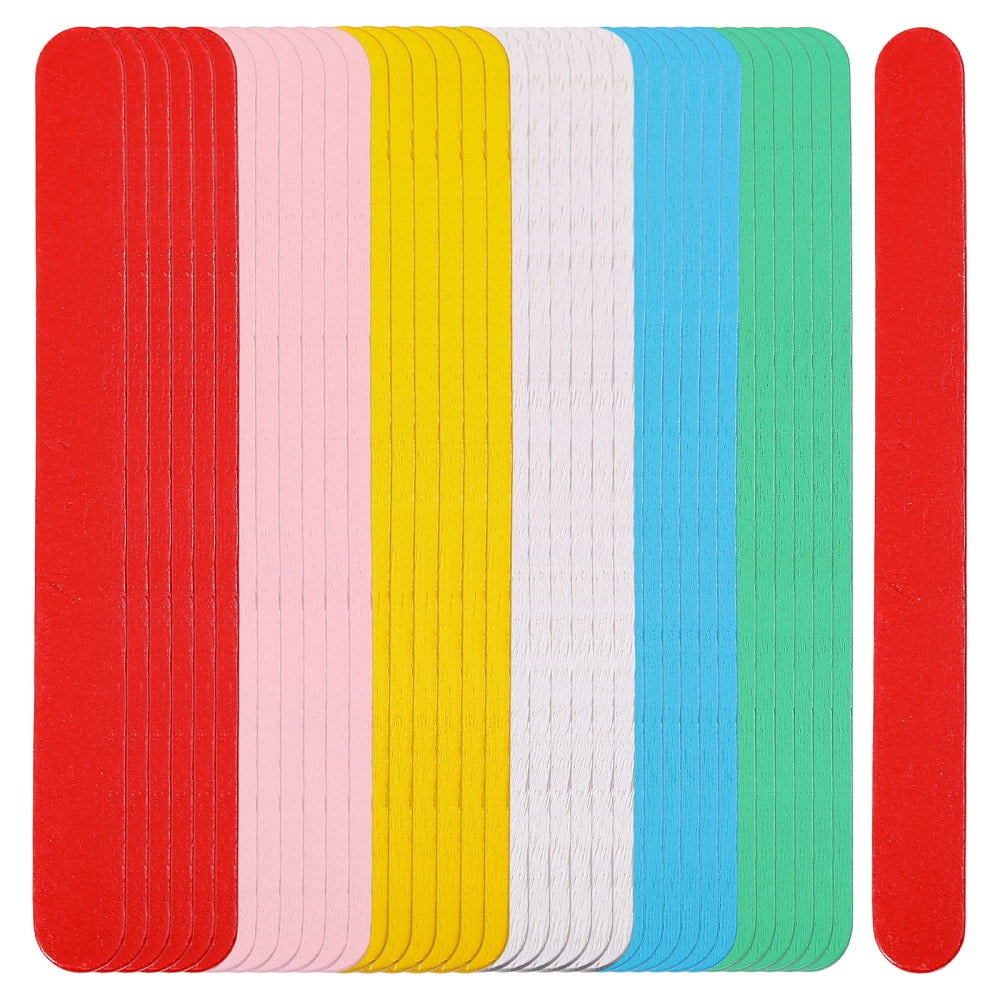 300Pcs 6 Colors Colorful Painted Wooden Stick Mixed Color 113.5x10x2mm 50pcs/color DIY