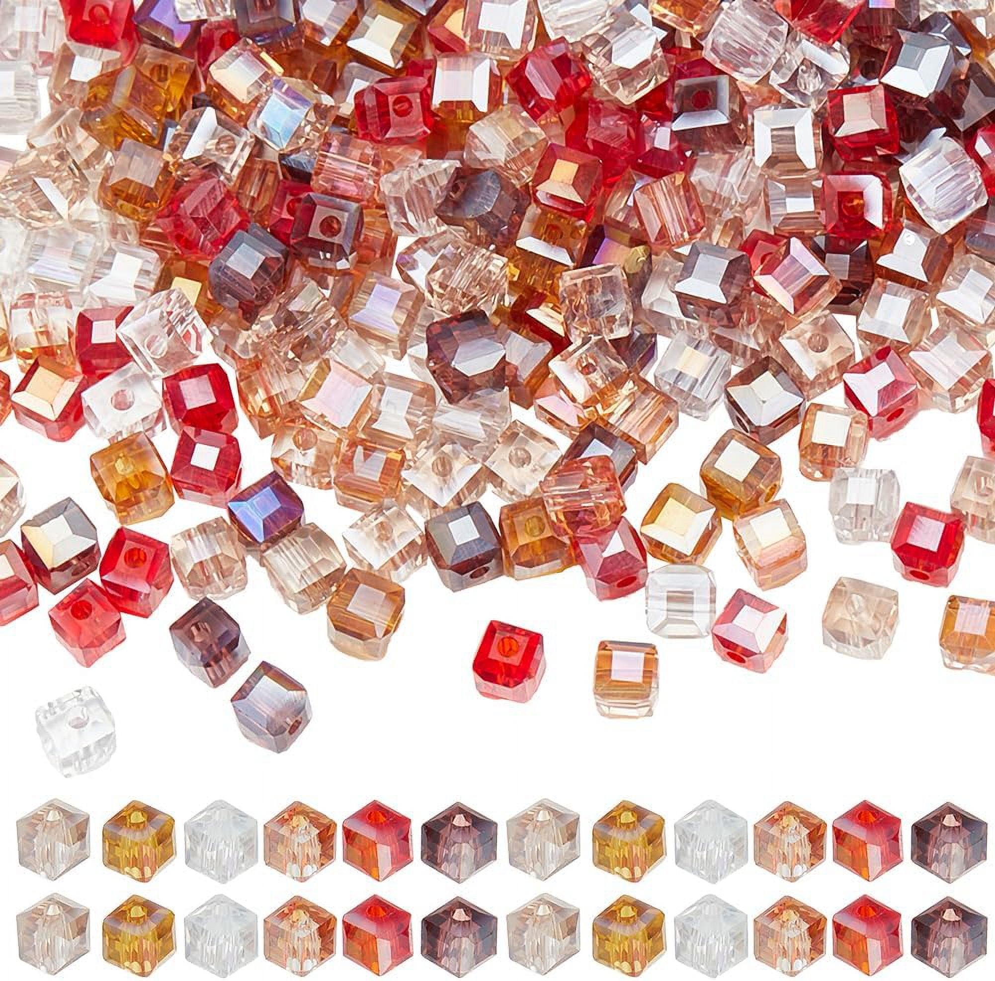 UR URLIFEHALL 200pcs Flower Glass Beads - Hexagonal Electroplate Beads For DIY Jewelry Making