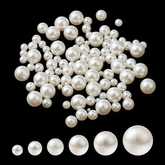 300Pcs 6 Sizes Plastic Imitation Pearl Round Beads No Hole Beads Beige 2~8mm about 50pcs/style