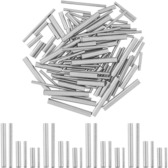 300Pcs 6 Sizes Long Noodle Tube Beads Straight Macrame Spacer Bugle Beads 10/15/25mm Metal Loose Spacers for Bracelets Jewelry Making Hole:1/2/2.5mm