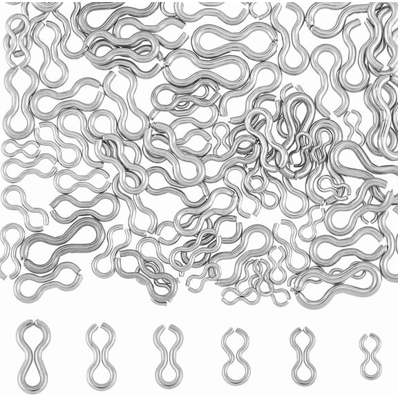 300Pcs 6 Style 304 Stainless Steel Fishing Sinker Eyes 1.6~2.5mm DIY Fishing Lures Eyelet Silver 8 Shaped Loops Swivels Clip for Weights Molds Tackle Accessories Metal Stainless Steel Color DIY