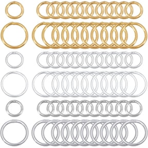 300Pcs 6 Style Brass Soldered Closed Jump Rings Round Mixed Color 50pcs/style for DIY craft