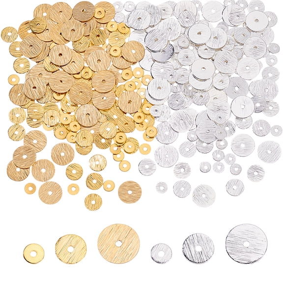 300Pcs 6 Styles Brass Spacer Beads Disc Mixed Color 4~8x0.5mm Hole: 1~1.2mm 50pcs/style