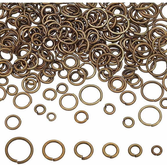 300Pcs 6 Styles Jump Rings 2.4-8mm Brass Open Jump Ring Unsoldered Ring Connectors Small Split Ring Jewelry Making Findings