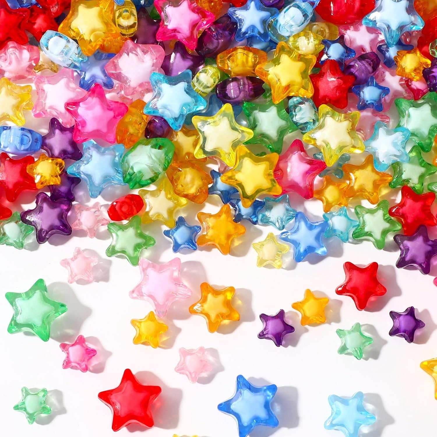 300Pcs Acrylic Star Beads, Kandi Star Pony Beads for Jewelry