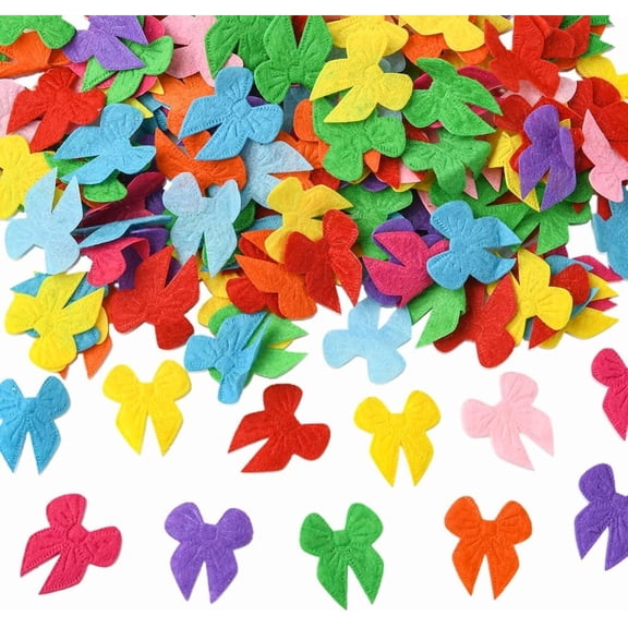 300Pcs Assorted Felt Shapes Small Felt Pieces Bowknot Tie Soft Mini Cloth Fabric Patch Ornaments Embellishments Accessories for Scrapbooking Clothes Bags Hats DIY Making Decoration for diy making