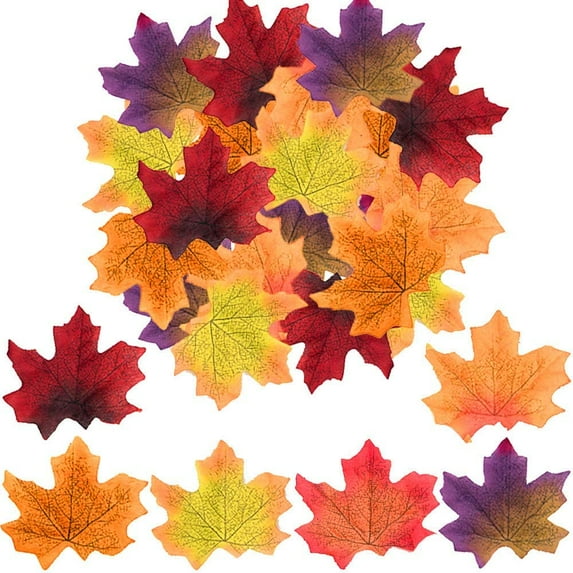 300Pcs Assorted Mixed Fall Colored Artificial Maple Leaves for Weddings, Events and Decorating