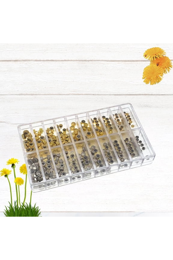 300Pcs Assorted Watch Crowns Tubes and Stems with Plastic Container for Easy Watch Maintenance