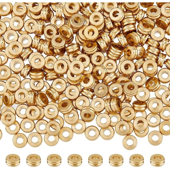300Pcs Beads Flat Round Nickel Brass Spacer Free Raw(Unplated) 5x2mm Hole: 2mm