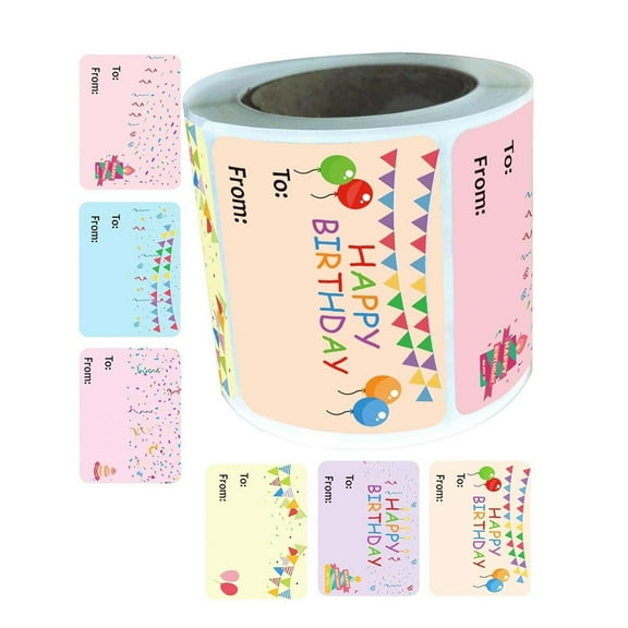 300Pcs Birthday Name Label 50x38mm Adhesive Wrapping Label Birthday Sticker for Packaging Seal Envelope Card