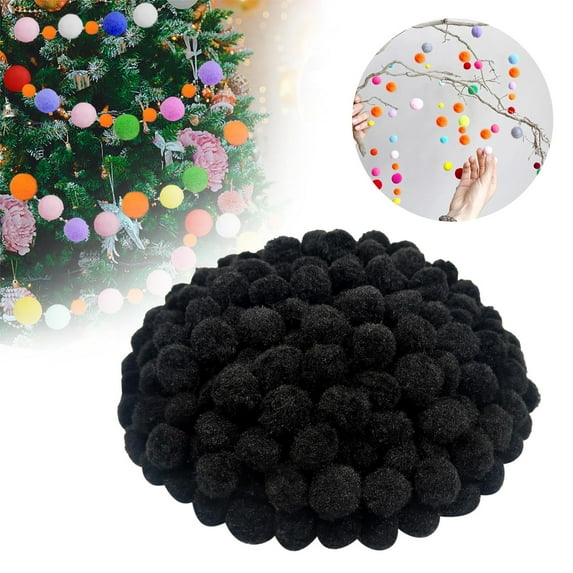 300Pcs Black Pom Poms for Diy Crafts, Fuzzy Pompoms Decorations, 20Mm for Diy Crafts, Decorations, Garlands, and Gift Projects, By Kingtowag